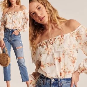 Abercrombie & Fitch Off-The-Shoulder Chiffon Bodysuit - Size Small